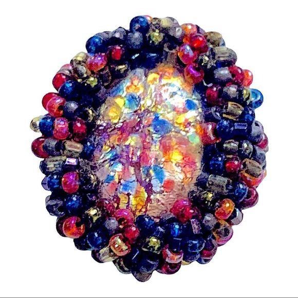 European glass Confetti earrings with multi color glass beads frame pierced - Picture 1 of 14